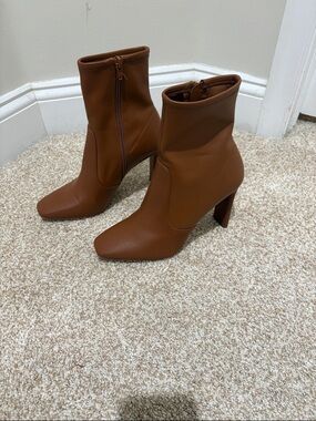Women's Brown Block Heel Ankle Boots